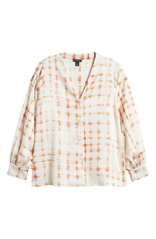 Shop Halogen (r) Front Button Satin Shirt In Clay Orange Ivory