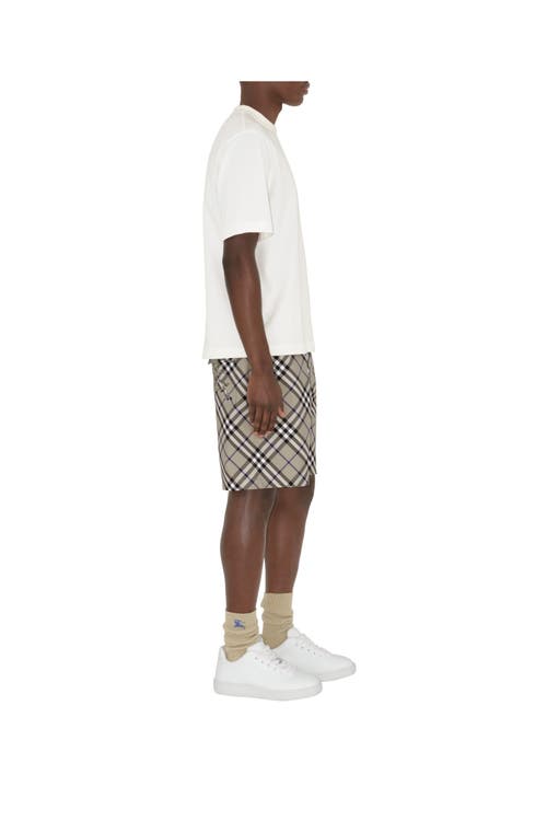 Burberry Beige Check Shorts In Lichen