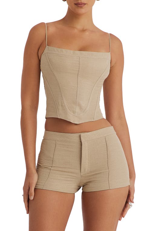 Shop Mistress Rocks Curved Chambray Corset Top In Stone