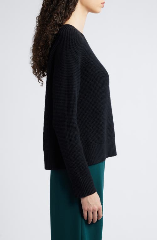 Shop Eileen Fisher Crewneck Organic Cotton & Recycled Cashmere Sweater In Black