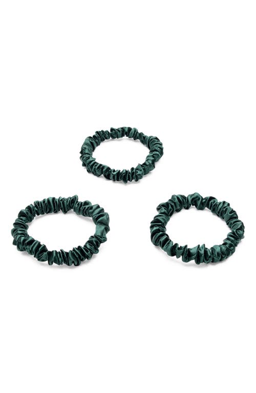 BLISSY 3-Pack Skinny Silk Scrunchies in Emerald