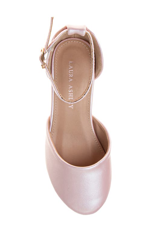 Laura Ashley Kids' Ankle Strap Block Heel Pump In Pink Pearl Patent