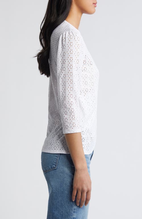 Loveappella Eyelet Wrap Top In White