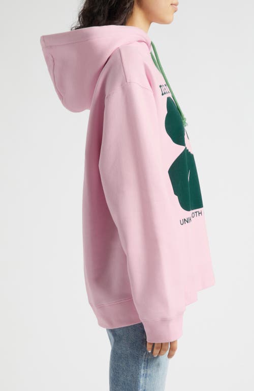 Shop Marimekko Luuppi Unikko Oversize Graphic Hoodie In Light Pink Dark Green