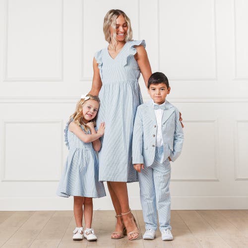Hope & Henry Boys' Organic Seersucker Suit Pant, Toddler In Blue Seersucker