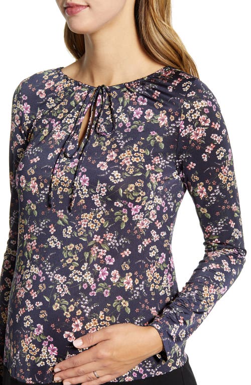 Maternal America Keyhole Maternity Dress In Autumn Blossom/black