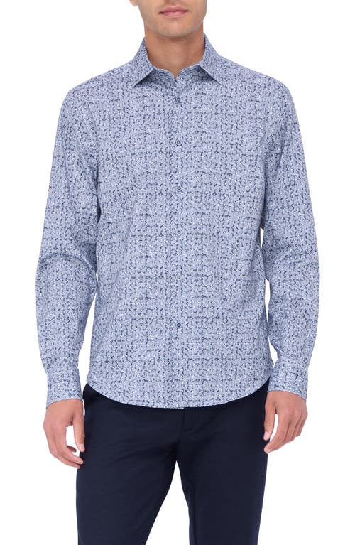 Shop Bugatchi James Ooohcotton® Medallion Print Button-up Shirt In Navy