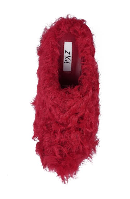 Zigi Fauna Faux Fur Platform Clog Slipper In Red