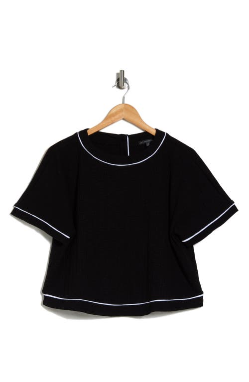Shop Adrianna Papell Dolam Sleeve Knit Top In Black/white