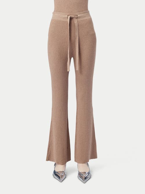 Gobi Mongolian Cashmere Drawstring Ribbed Cotton Silk Cashmere Blend Flares In Timber Wolf