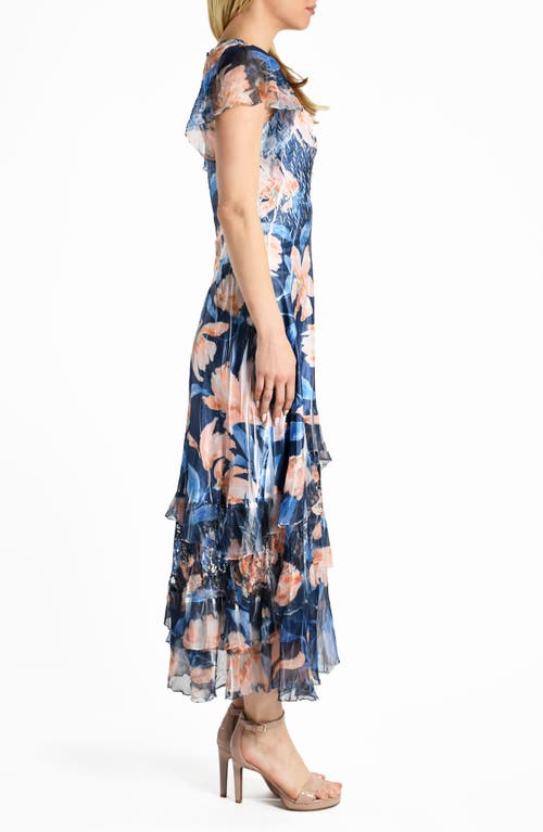 Shop Komarov Floral Maxi Dress In Navy Marigold