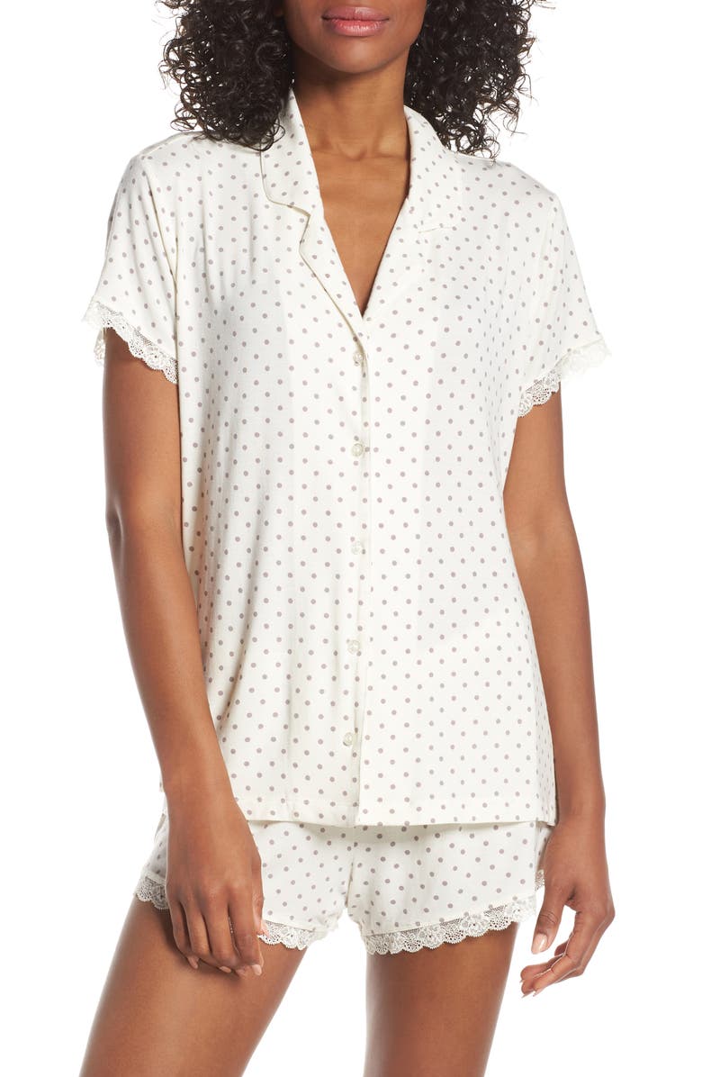 Moonlight Short Pajamas, Main, color, IVORY EGRET EASY DOT
