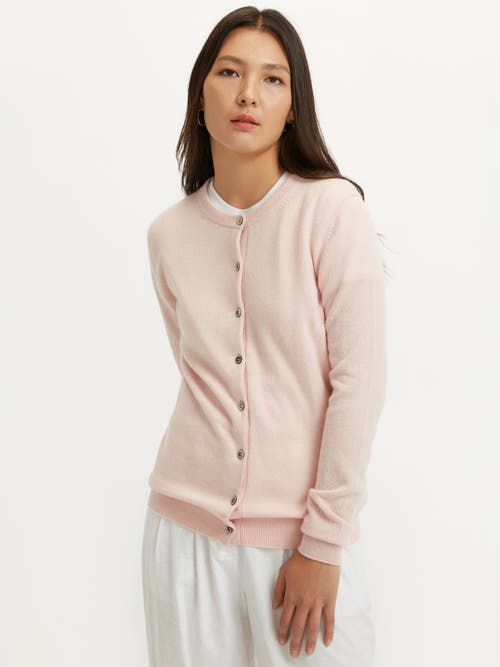 Shop Gobi Cashmere Crew Neck Cardigan In Rosewater