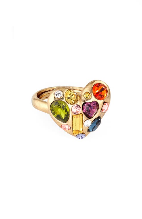 Crystal Heart Ring in Rainbow
