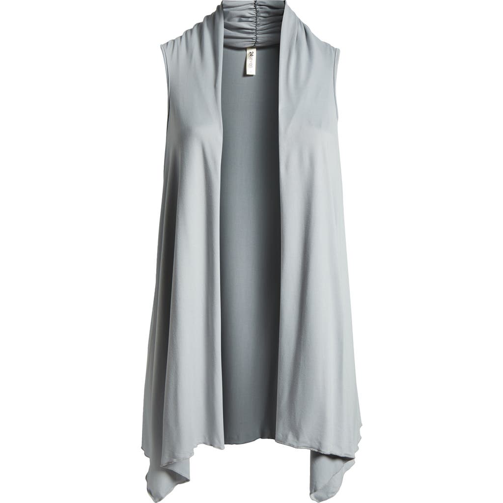 24seven Comfort Apparel Open Front Sidetail Stretch Vest In Slate