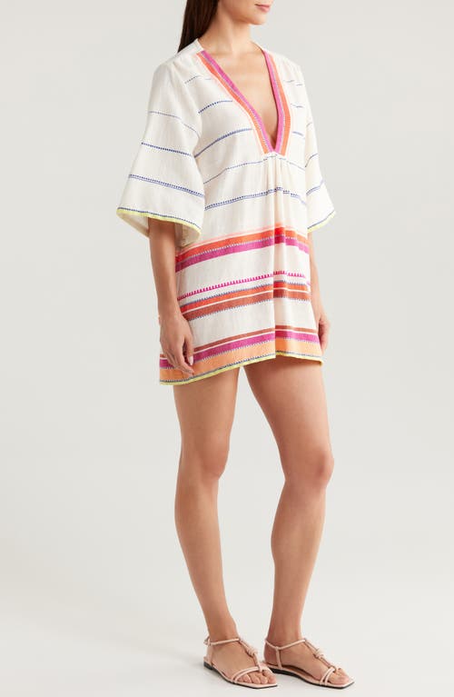 Shop Lemlem Belkis Mixed Stripe Cotton Blend Cover-up Dress In Tizita Fiesta