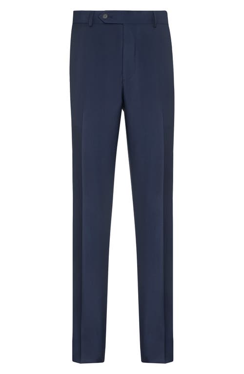 Flat Front Super 130s Wool Pants in Navy