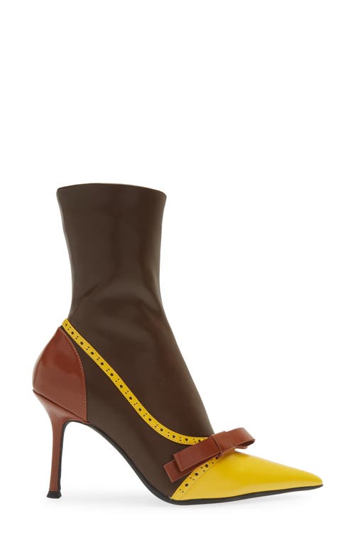 Shop Jeffrey Campbell Secretary Pointed Toe Boot In Brown Yellow Tan Combo