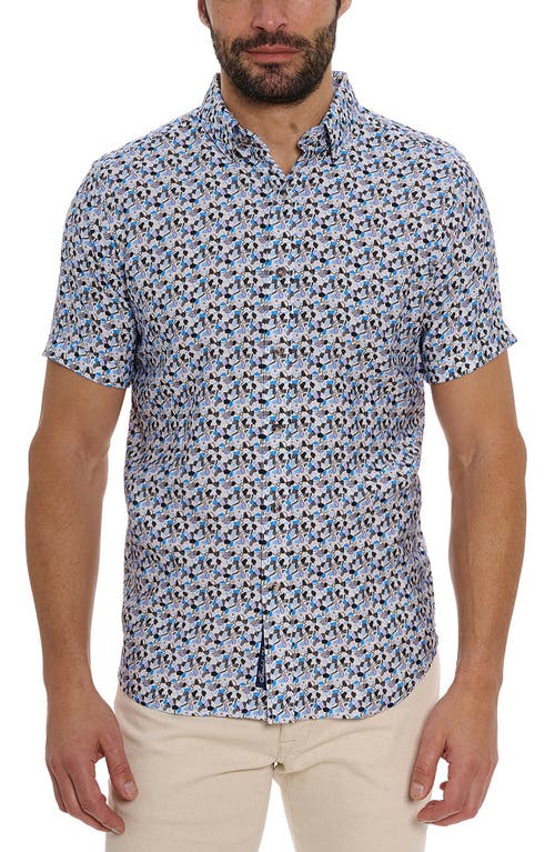 Shop Robert Graham Vance Abstract Print Short Sleeve Button-up Shirt In Blue