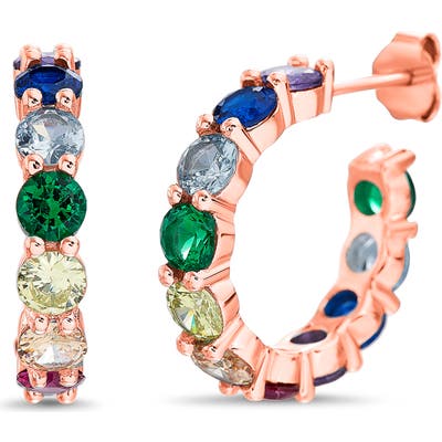 Lesa Michele Multicolor Cubic Zirconia Hoop Earrings