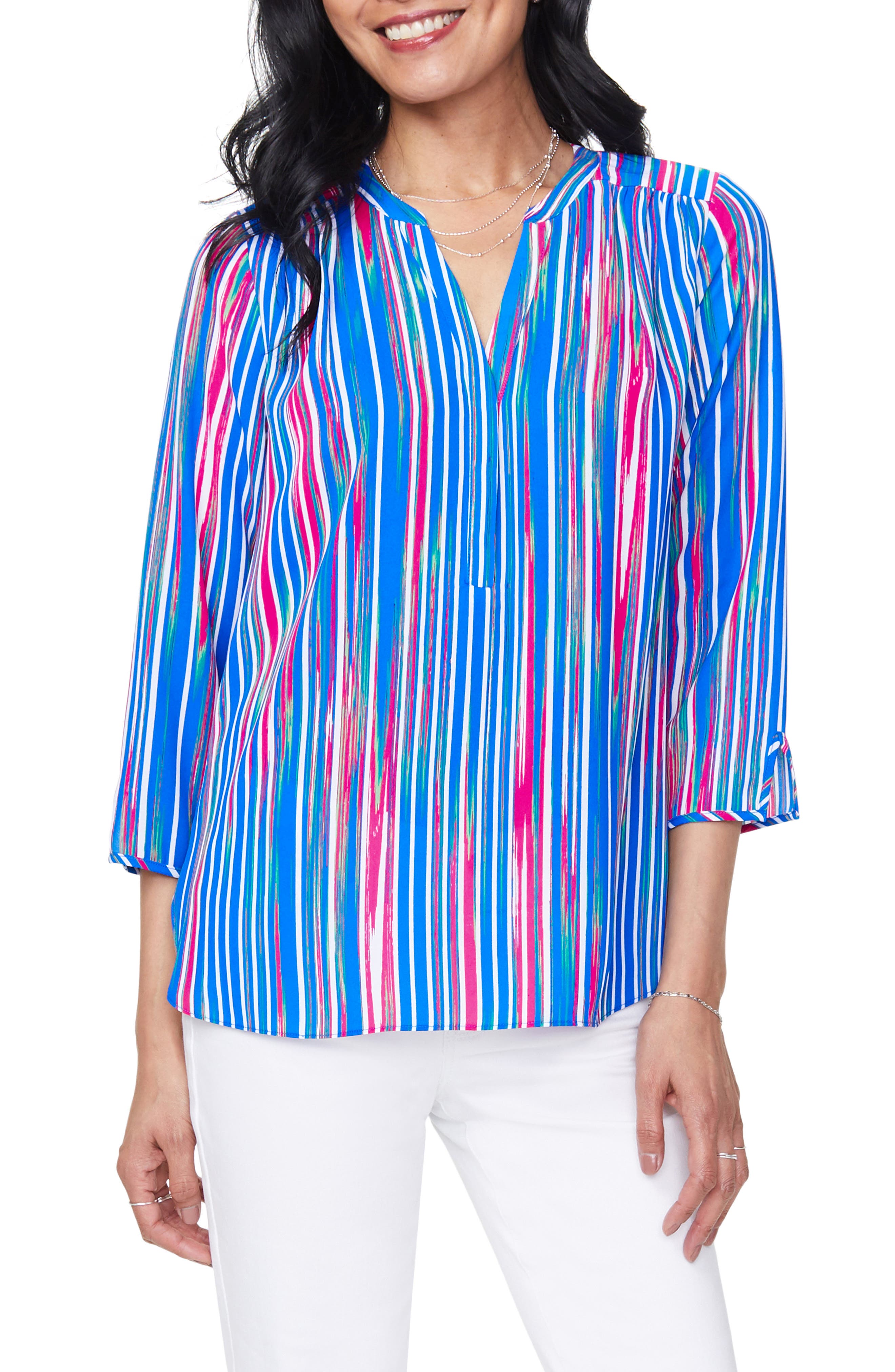 Curves 360 By Nydj Perfect Blouse In Havana Stripe