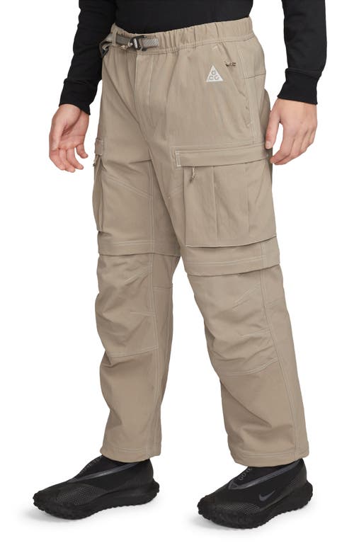 Shop Nike Acg Smith Summit Convertible Cargo Pants In Khaki/light Iron Ore/white