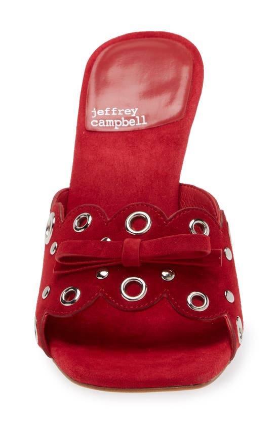 Shop Jeffrey Campbell Odom Studded Slide Sandal In Red Suede Silver