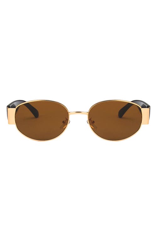 Fifth & Ninth Elliot 57mm Polarized Oval Sunglasses In Brown/gold