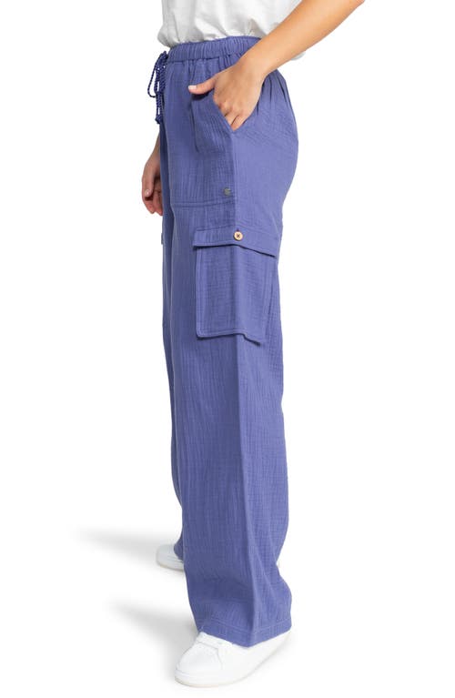 Roxy Precious Cargo Linen Blend Drawstring Pants In Marlin