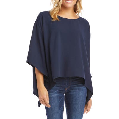 Karen Kane Handkerchief Hem Crepe Top, Blue