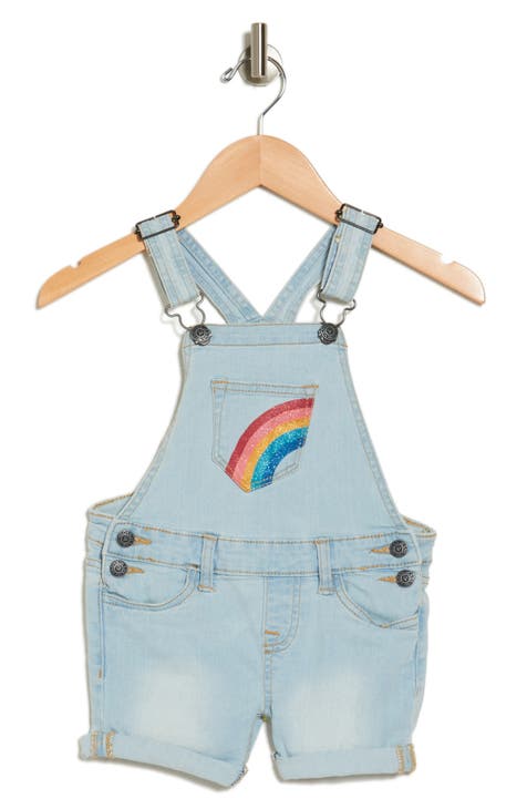 Kids' Rainbow Denim Shortalls (Little Kid)