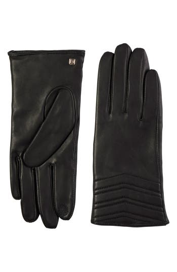 Bruno Magli Chevron Quilt Leather Gloves In Touch Tech Black