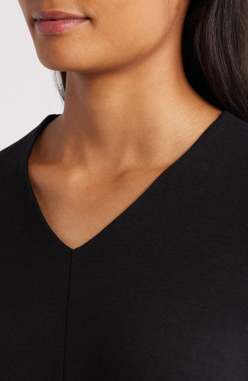 Eileen Fisher Long Sleeve V-neck Tunic Top In Black