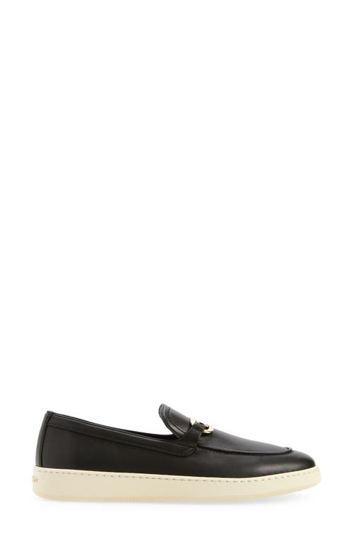 Ferragamo 'crio' Black Loafers With Logo Plaque In Black