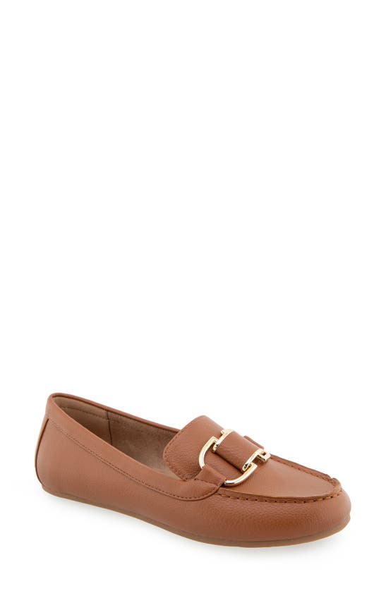 Shop Aerosoles Denver Buckle Loafer In Tan Pu Leather