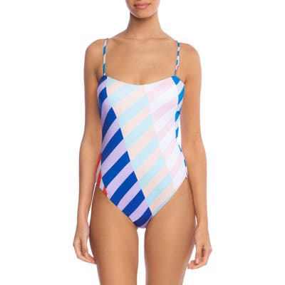 The Bikini Lab Stripe One-Piece Swimsuit, Purple