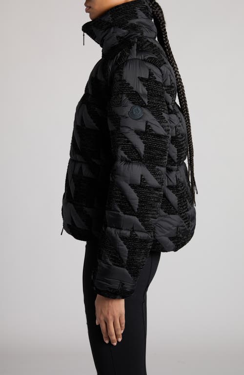 Shop Moncler Evandra Houndstooth Down Puffer Jacket In Black