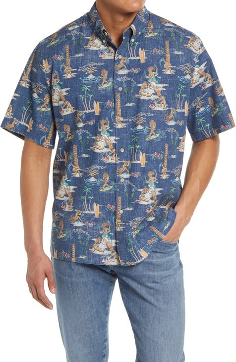Men's Milwaukee Brewers Reyn Spooner Navy Aloha Button-Down Shirt