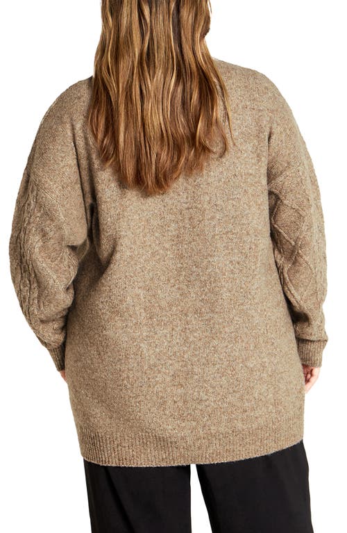 Shop City Chic Jojo Oversize Fisherman Sweater In Biscuit