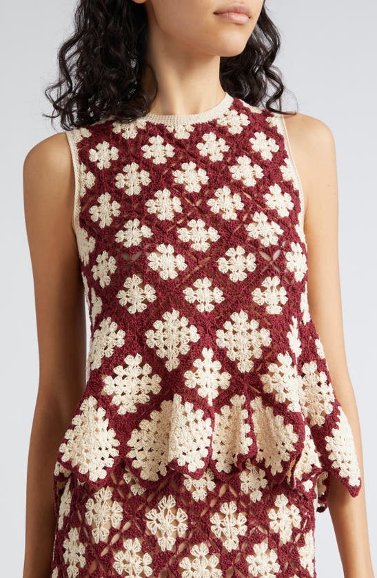 Shop Ulla Johnson Crochet Sleeveless Sweater In Claret