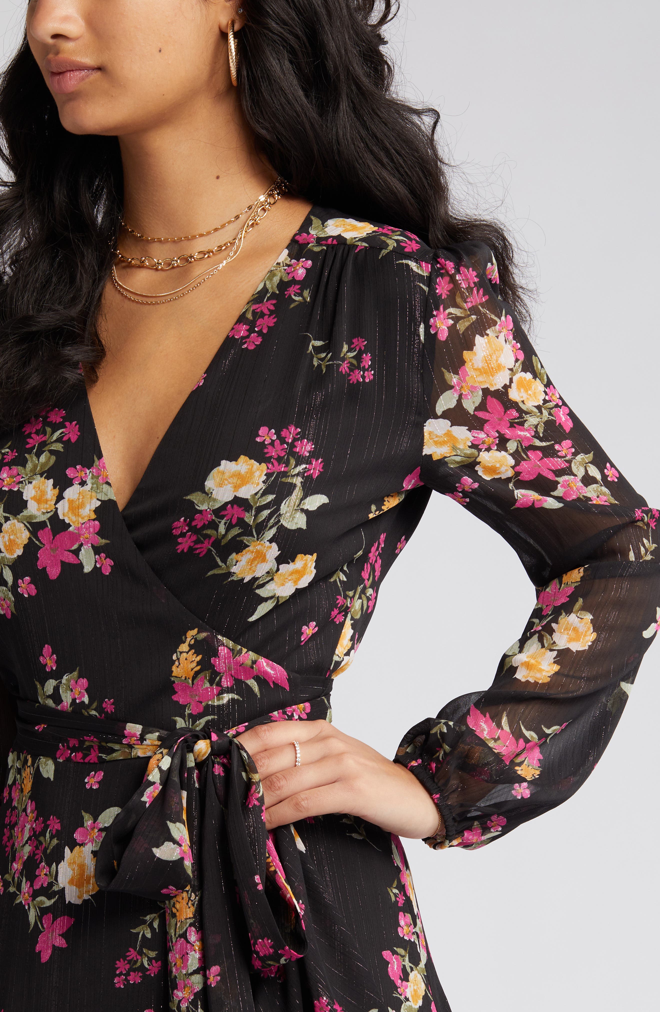 WAYF The Meryl Floral Long Sleeve Wrap Dress Nordstrom