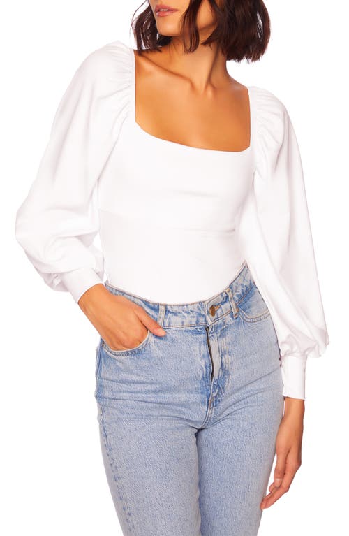 Susana Monaco Square Neck Balloon Sleeve Top Sugar at Nordstrom,