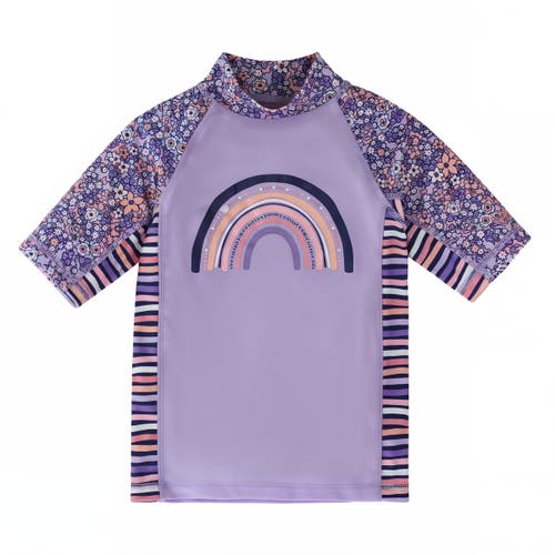 Shop Uv Skinz Short Sleeve Sunny Swim Shirt In Lavender Fields