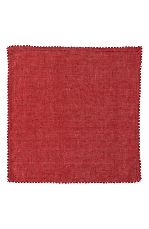 Shop Juliska Berry Trim Set Of 4 Cotton & Linen Napkins In Red