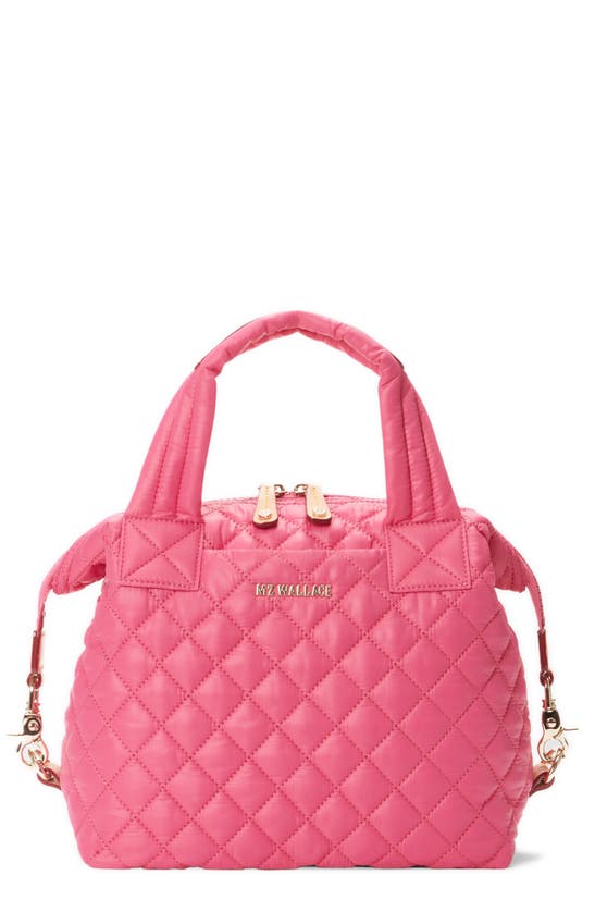 Shop Mz Wallace Small Sutton Deluxe Quilted Nylon Crossbody Bag In Zinnia