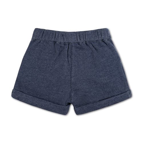 Shop Hope & Henry Girls' Fleece Dress Short, Toddler In Navy Herringbone Fleece