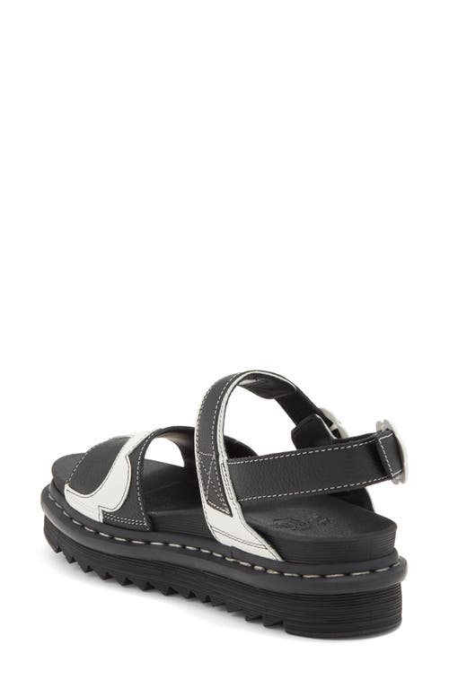 Dr. Martens' Dr. Martens Voss Mono Floral Slingback Sandal In Black/white Pisa