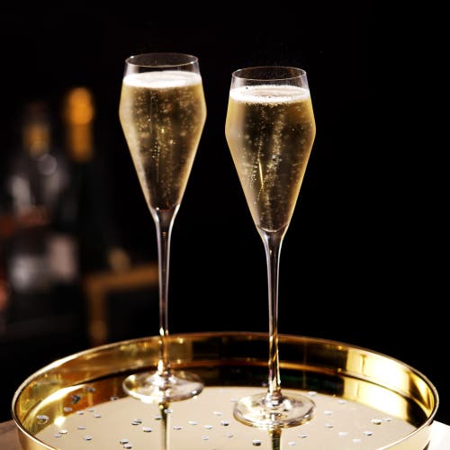 Viski Raye Crystal Angled Prosecco Glasses Set Of 2 In Clear