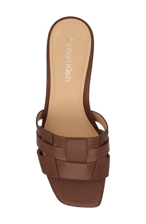 Calvin Klein Kcalise Womens Checkered Leather Mules In Medium Brown
