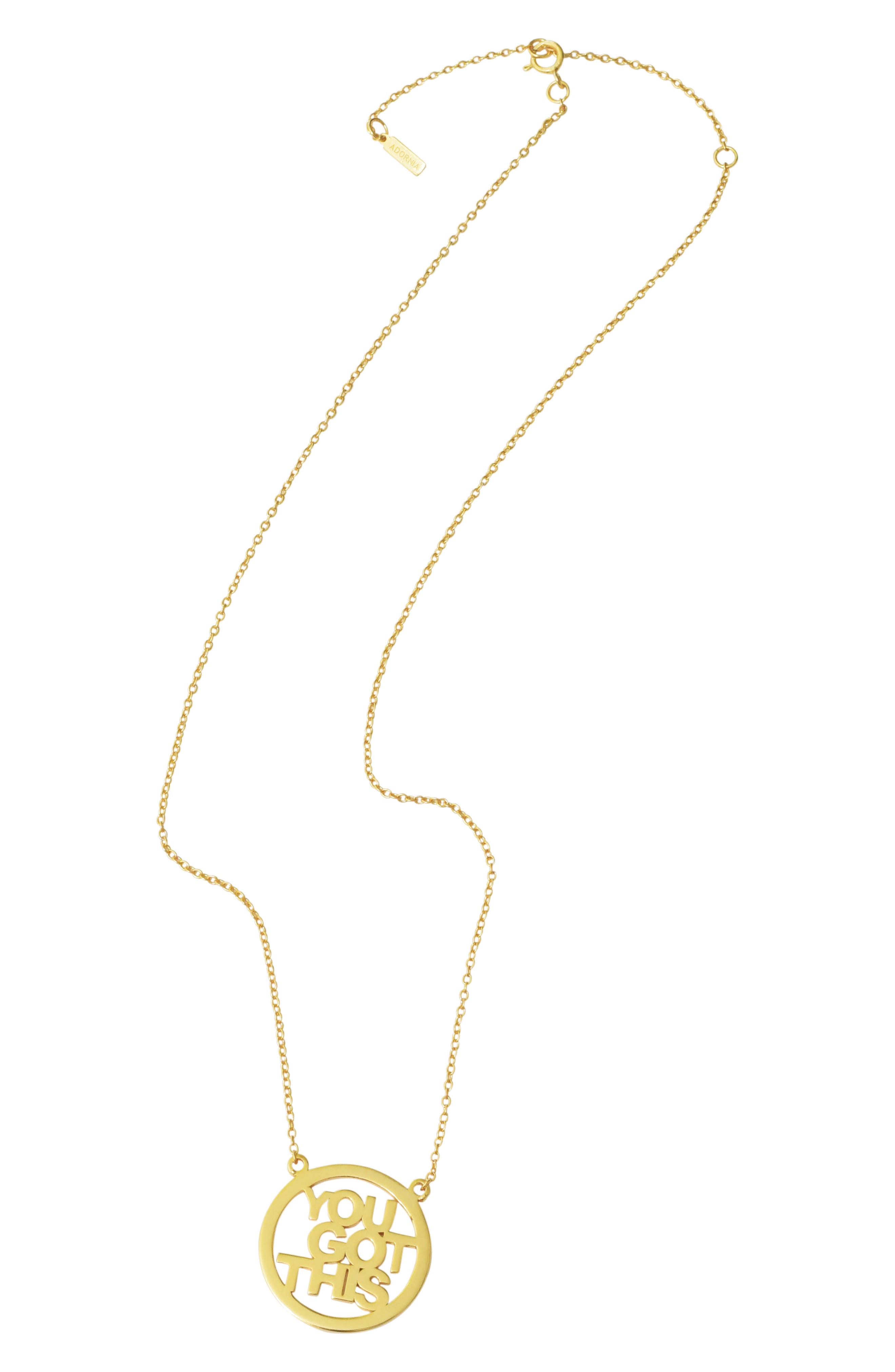 Adornia 14k Gold Vermeil You Got This Pendant Necklace In Metallic Gold